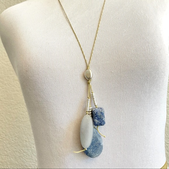 Rock Gem Necklace Bead Jewelry String Stone Blue - Picture 4 of 11